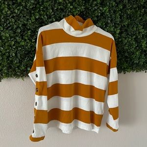 White and orange Madewell XS long sleeve blouse. Worn two times.